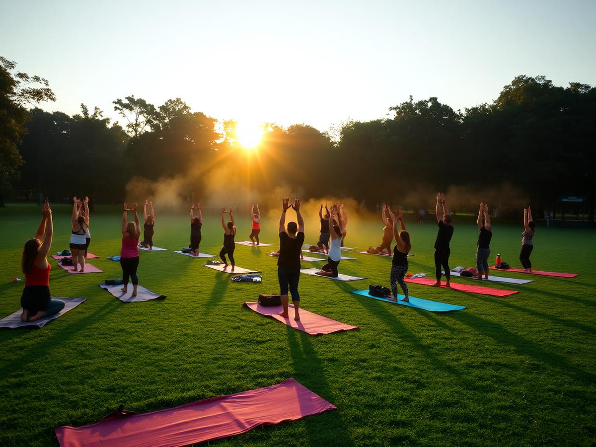 Yoga al amanecer en el cerro
